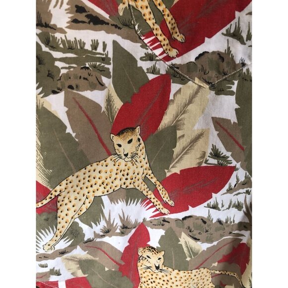 Vintage Zalerno Cat Print Button Up Shirt Mens 40 Animal Print Leopard Artsy - Picture 3 of 8